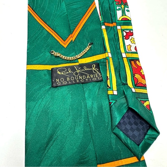 Tie Rush Limbaugh No Boundaries Collection - Mens 100% Silk Necktie Green Yellow - Picture 2 of 10